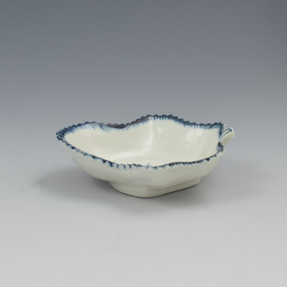 Rare Caughley Porcelain Pickle Leaf Dish Single Flowerhead Pattern  View V
