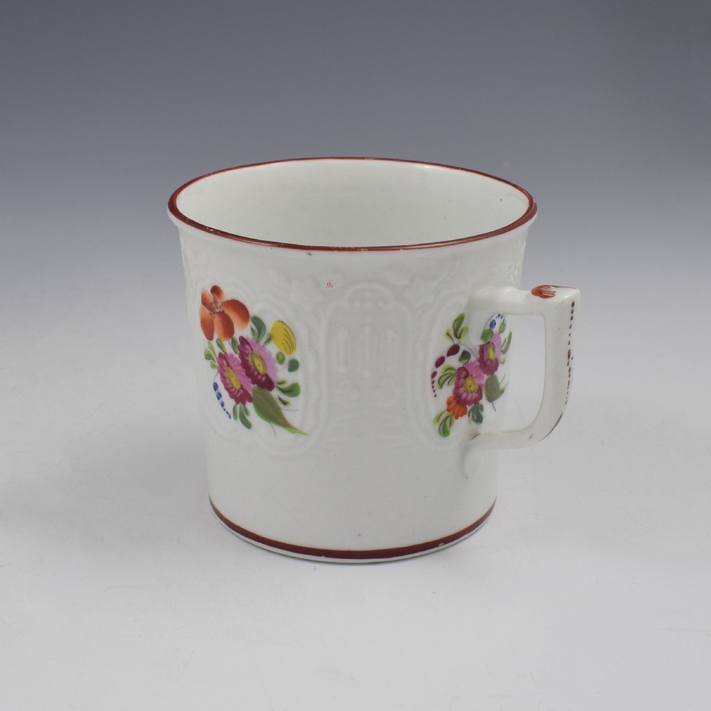 Coalport Porcelain Dulong Blind Moulded Floral Coffee Can c.1815 View IV