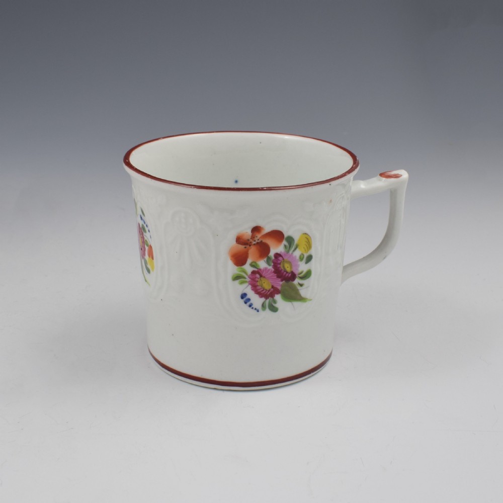 Coalport Porcelain Dulong Blind Moulded Floral Coffee Can c.1815 View V