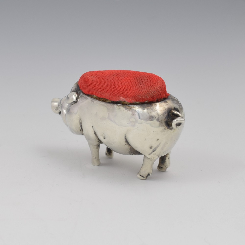 Edwardian Novelty Silver Pig Pin Cushion Henry Matthews 1903 View VIII
