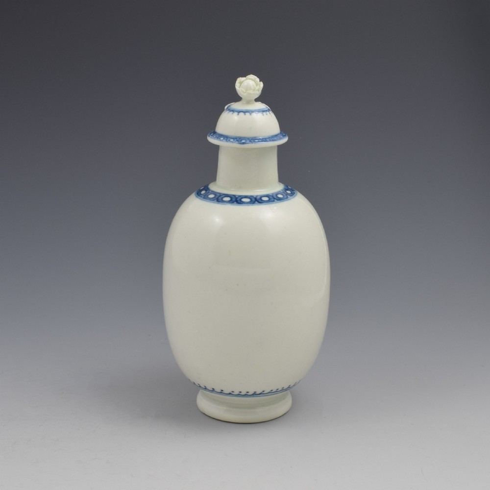 First Period Worcester Porcelain Tea Canister Ex-Zorensky View II
