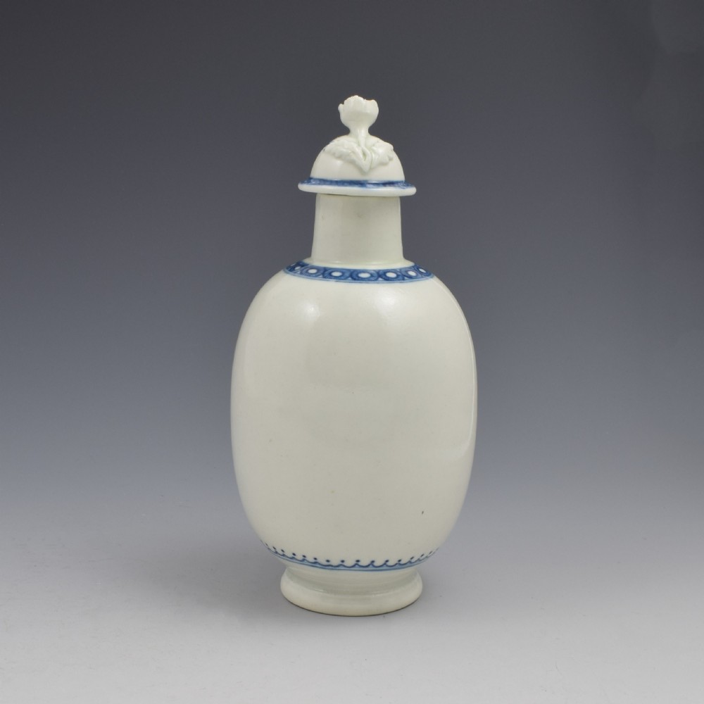 First Period Worcester Porcelain Tea Canister Ex-Zorensky View IV