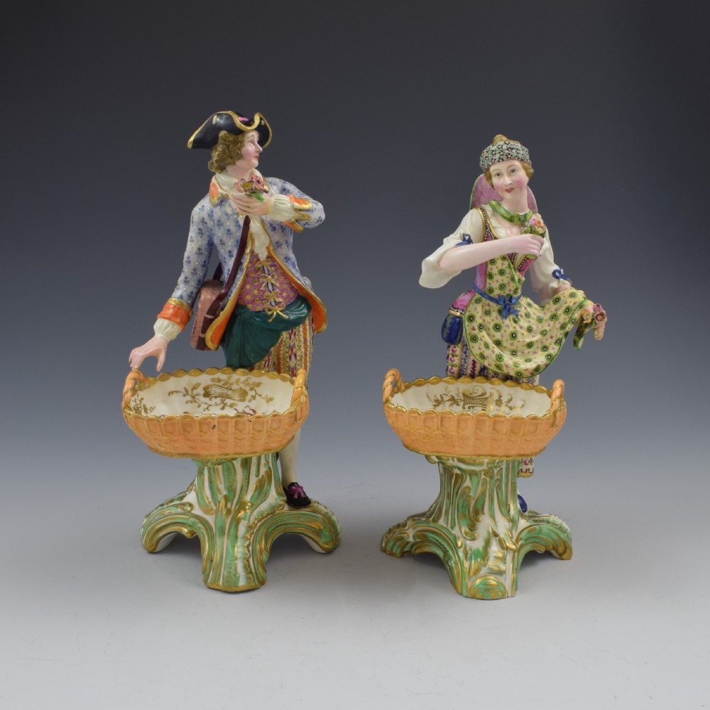 Fine Pair Minton Porcelain Sweetmeat Figures With Baskets Models 84 & 85 c.1830 View II