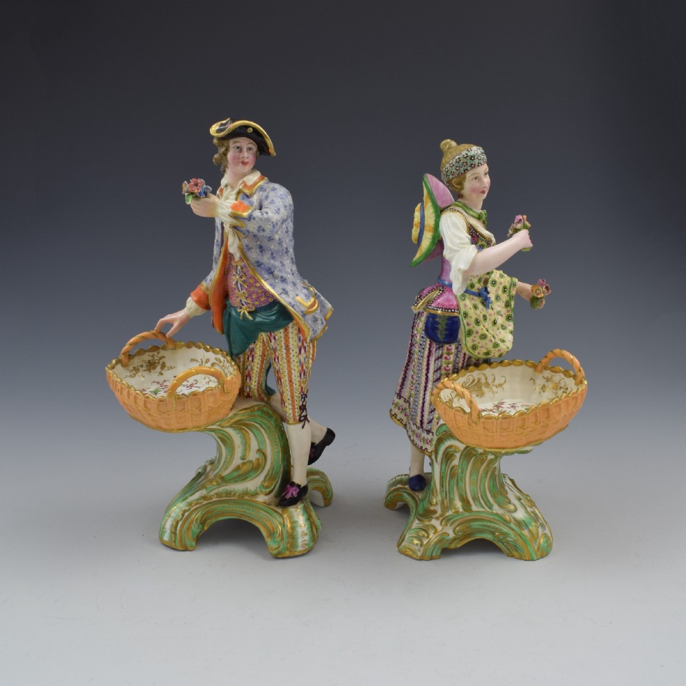 Fine Pair Minton Porcelain Sweetmeat Figures With Baskets Models 84 & 85 c.1830 View III