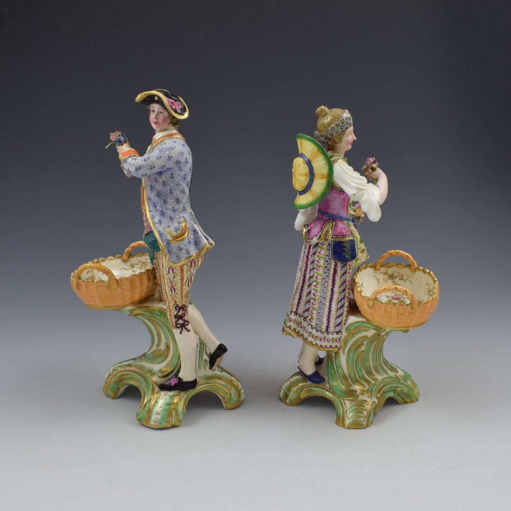 Fine Pair Minton Porcelain Sweetmeat Figures With Baskets Models 84 & 85 c.1830 View IV