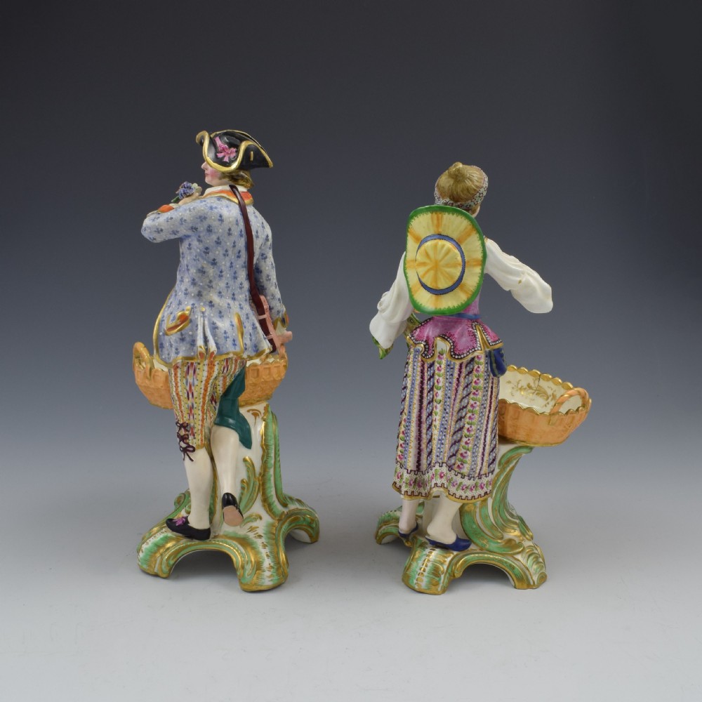 Fine Pair Minton Porcelain Sweetmeat Figures With Baskets Models 84 & 85 c.1830 View V
