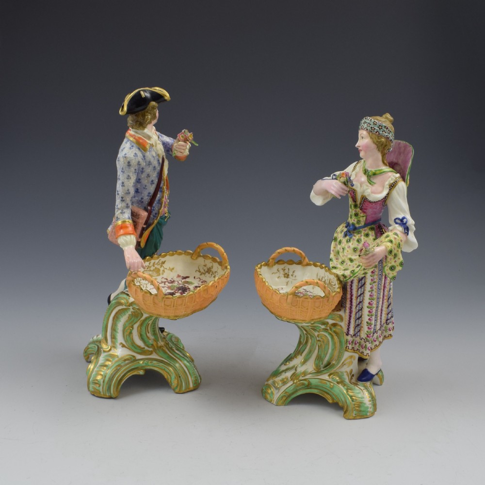 Fine Pair Minton Porcelain Sweetmeat Figures With Baskets Models 84 & 85 c.1830 View IX