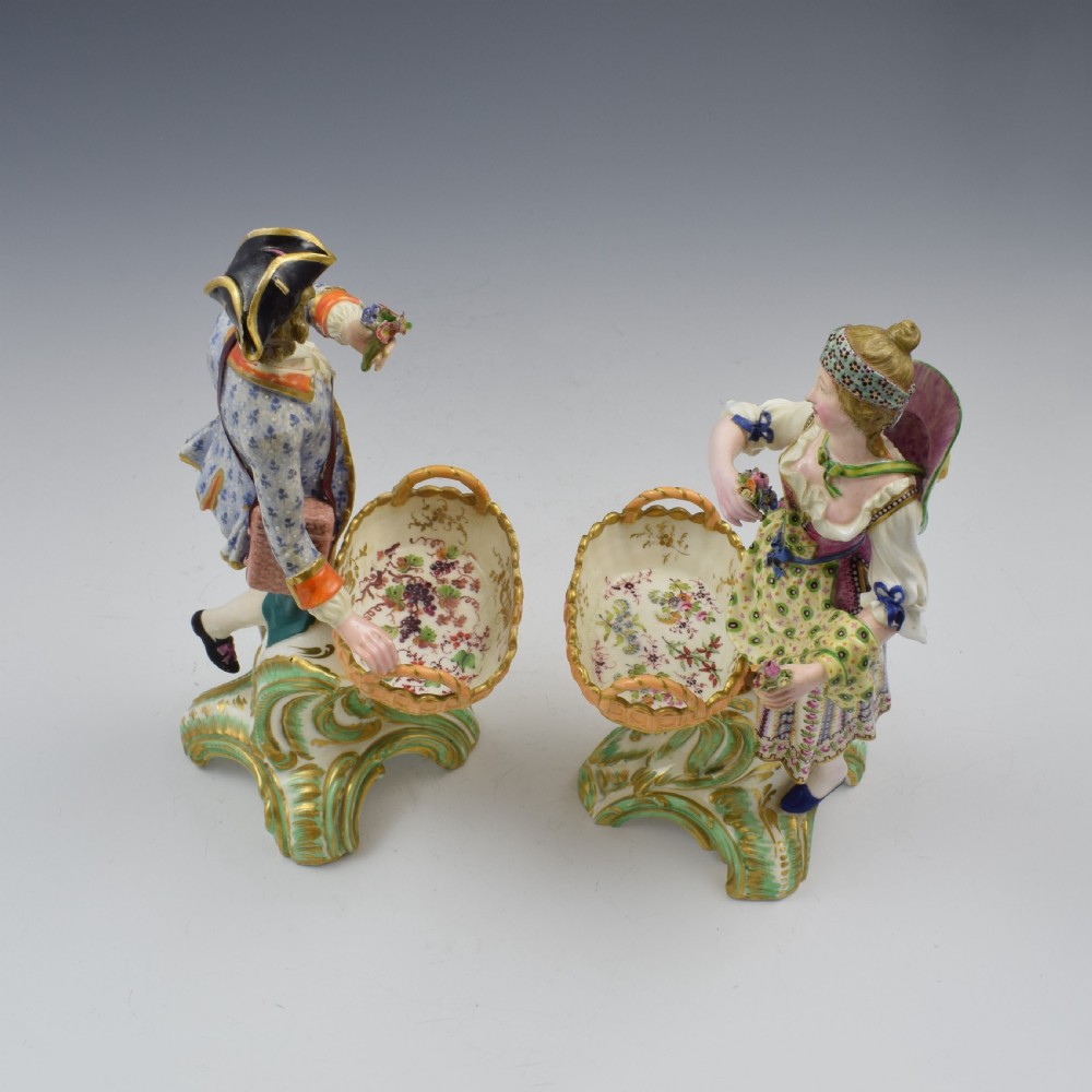 Fine Pair Minton Porcelain Sweetmeat Figures With Baskets Models 84 & 85 c.1830 View X
