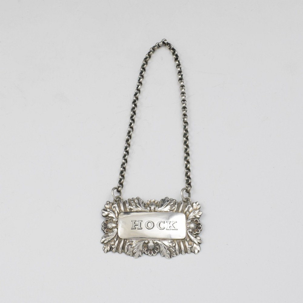 George IV Silver Decanter Wine Label Hock Ledsham, Vale & Wheeler