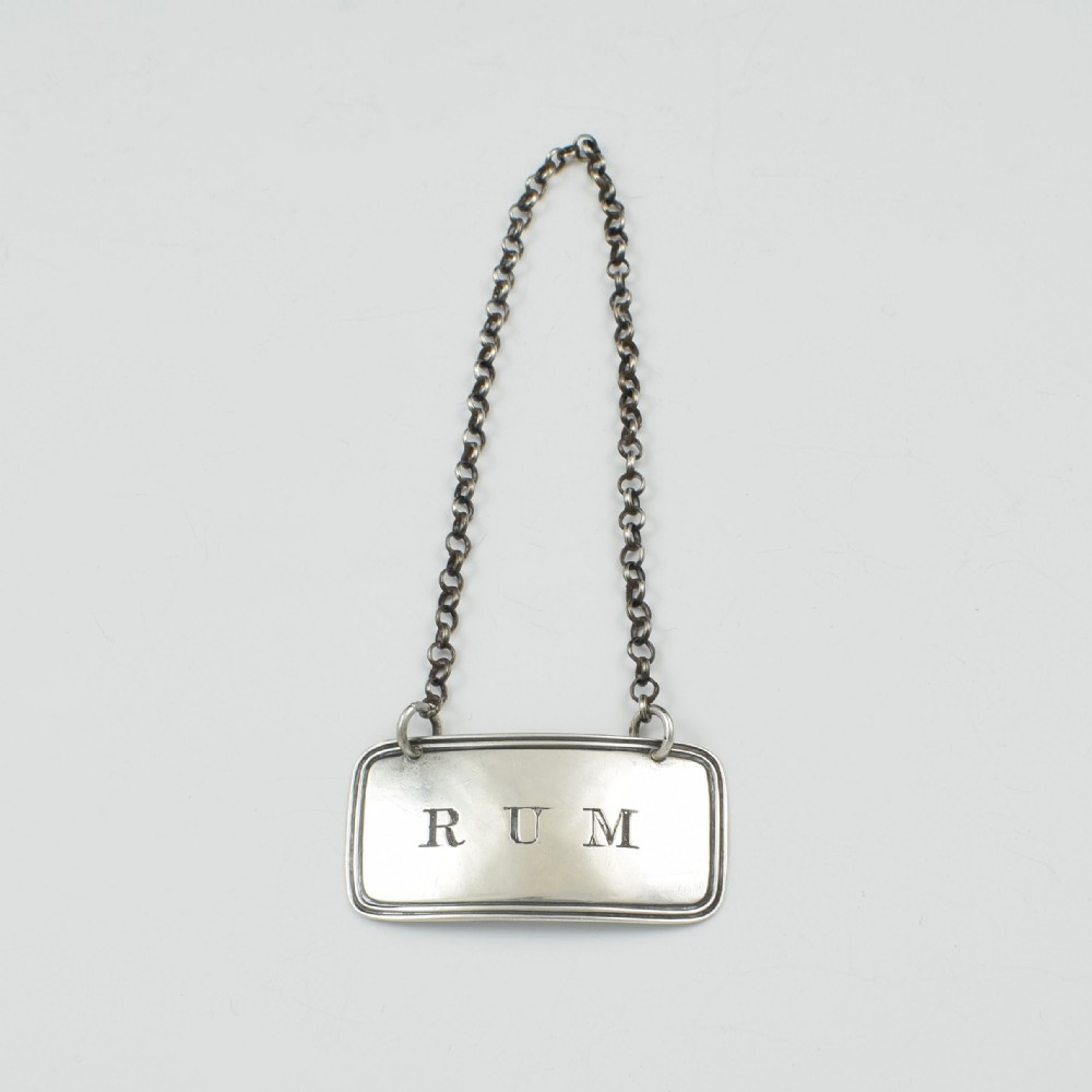 Early Victorian Silver Rum Decanter Label 1838 George Unite