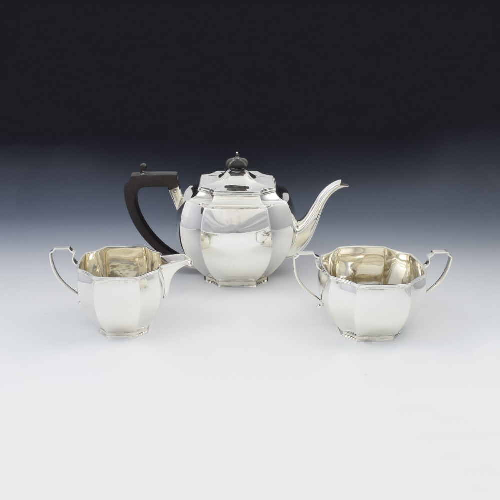 Art Deco Sterling Silver Tea Set Mappin & Webb 1932 View II