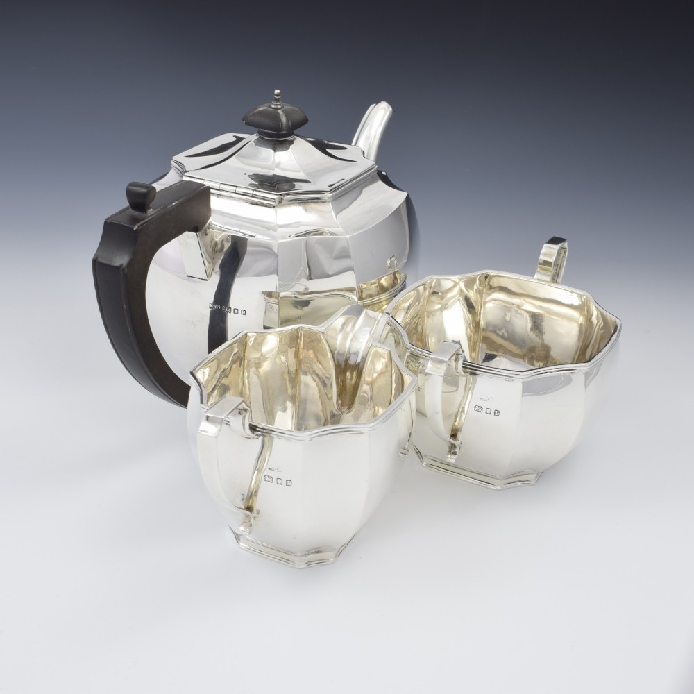 Art Deco Sterling Silver Tea Set Mappin & Webb 1932 View VIII