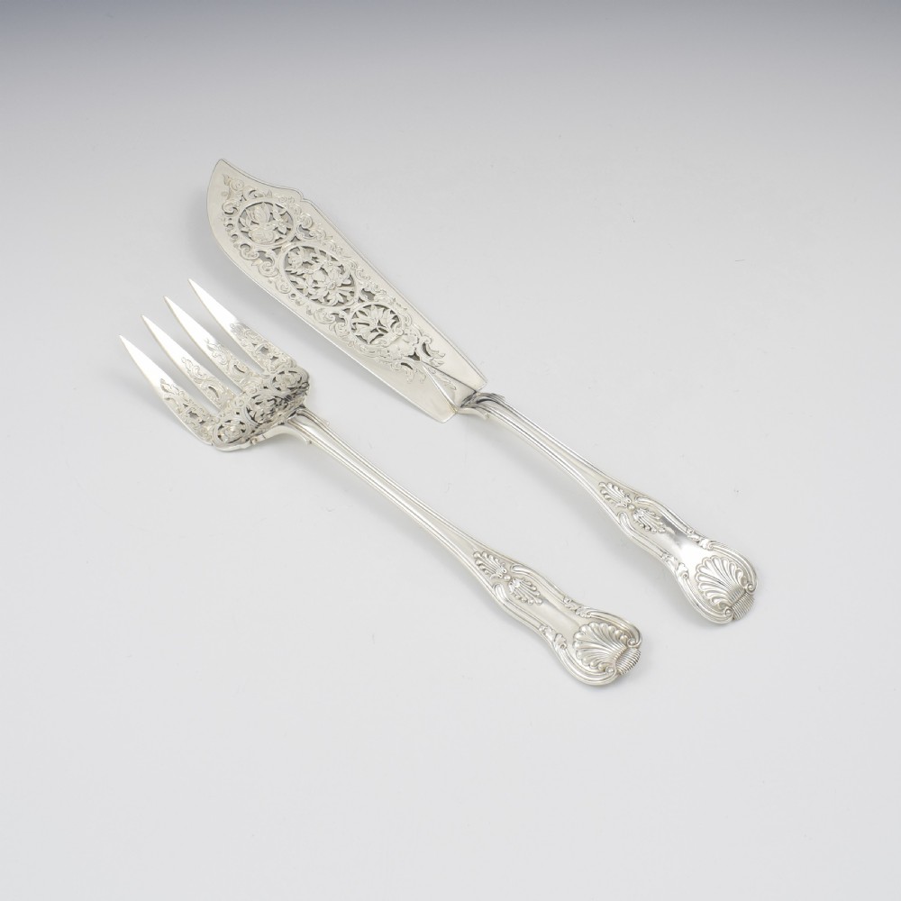 Fine Cased Set Of Victorian Silver Fish Servers 1867 View II