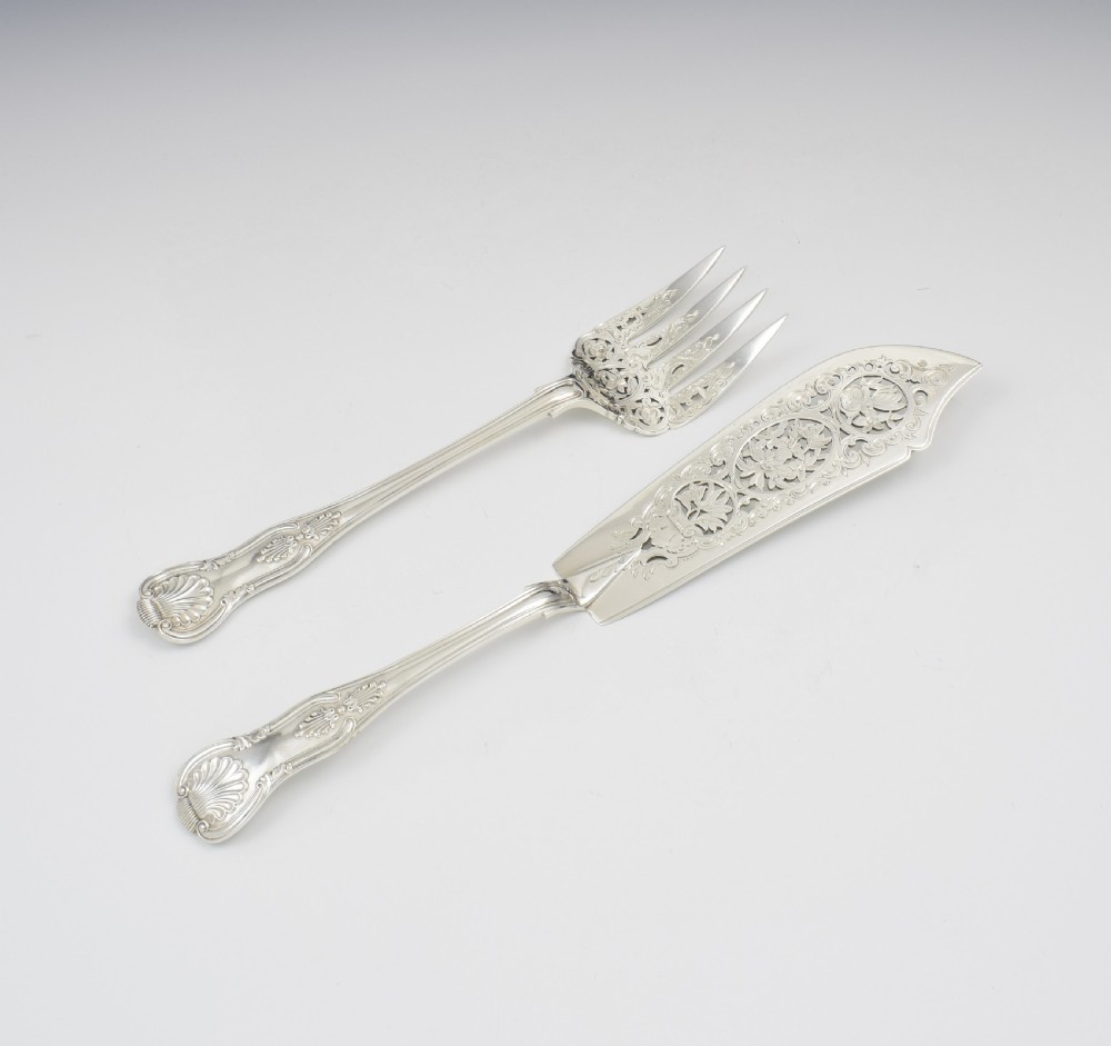 Fine Cased Set Of Victorian Silver Fish Servers 1867 View III
