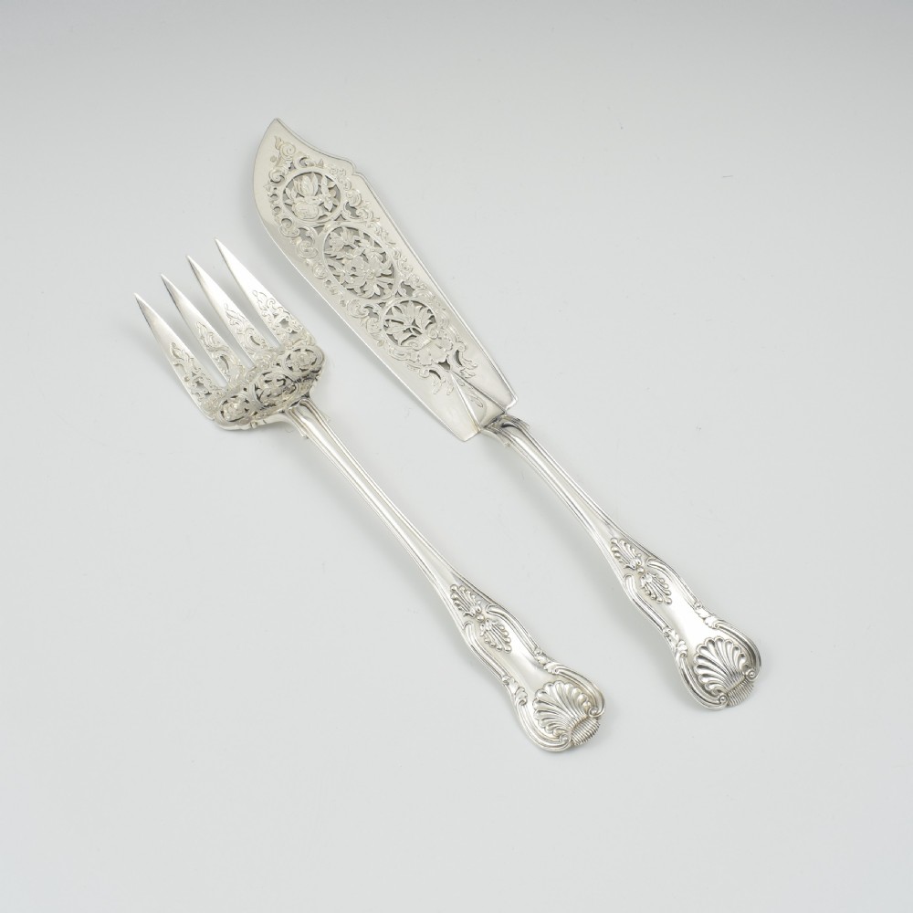 Fine Cased Set Of Victorian Silver Fish Servers 1867 View IV