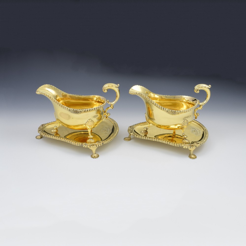 Fine Pair Of Edwardian Silver Gilt Sauce Boats View IV
