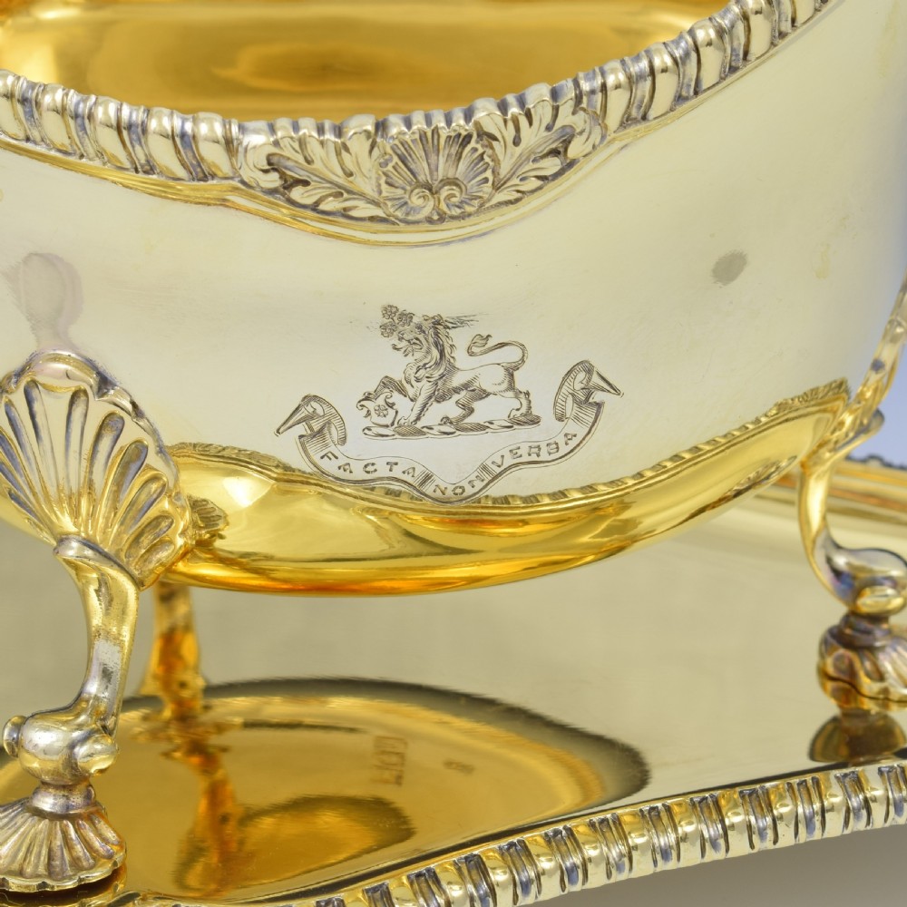 Fine Pair Of Edwardian Silver Gilt Sauce Boats View VI