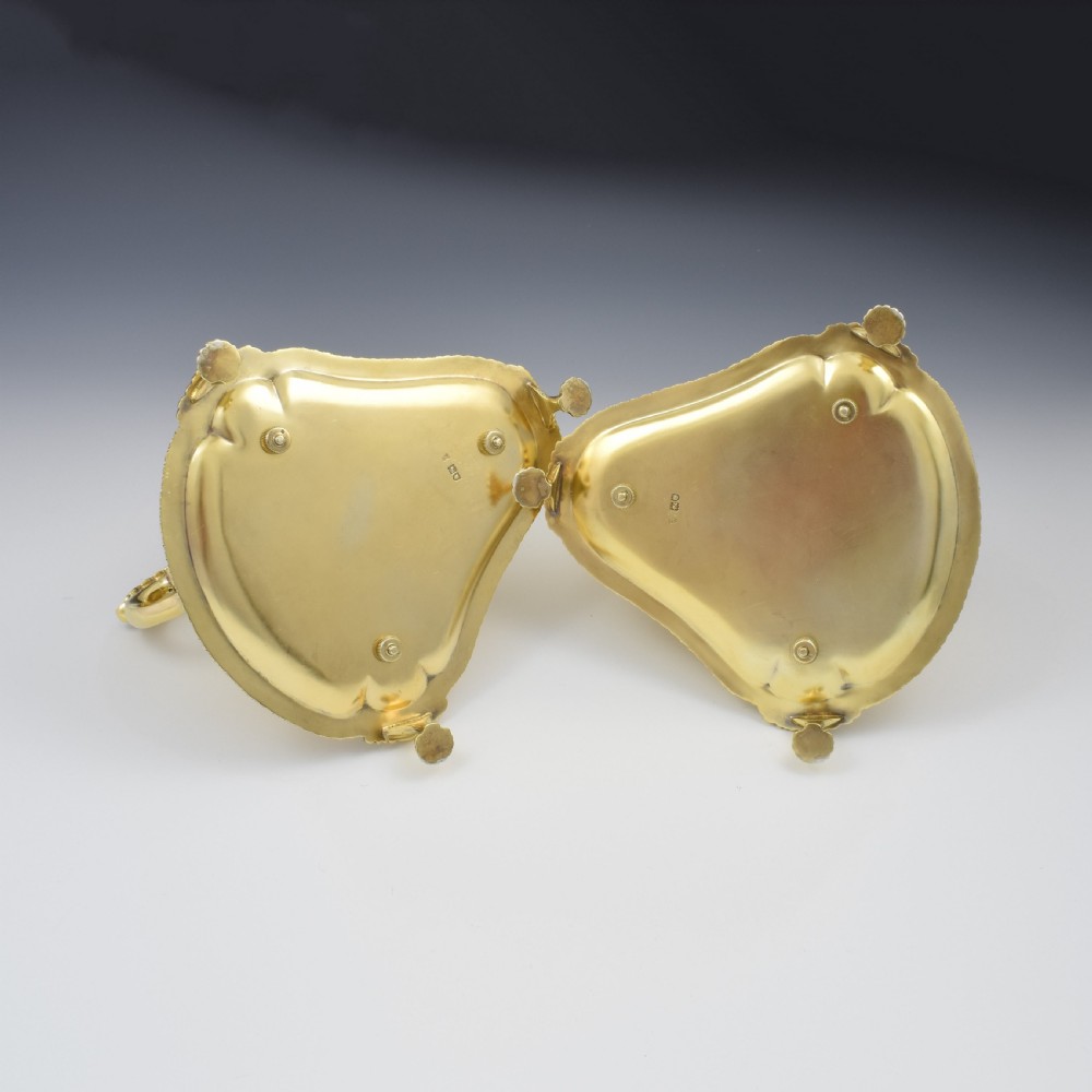 Fine Pair Of Edwardian Silver Gilt Sauce Boats View VIII