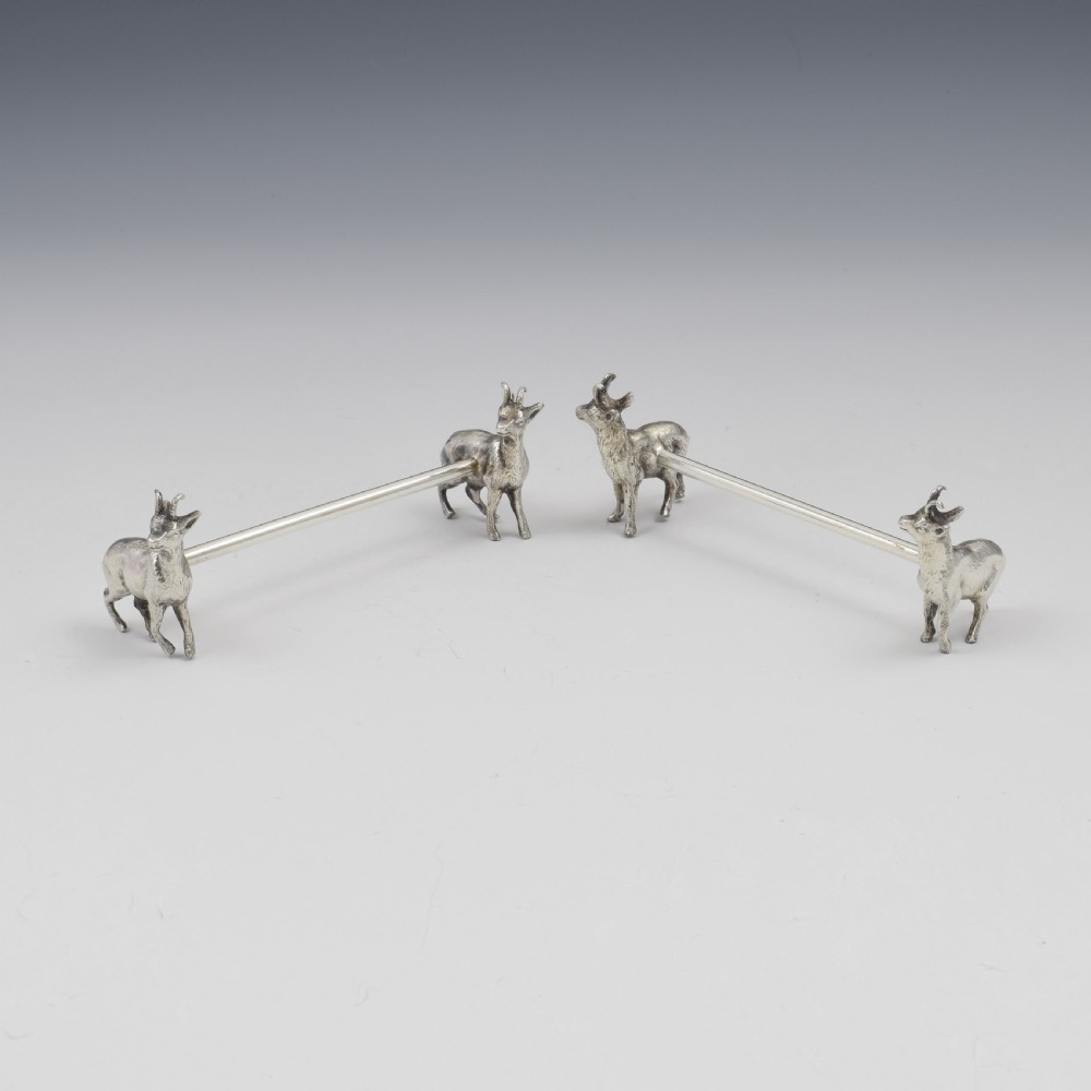 Pair Of WMF Silver Plated Goat Novelty Knife Rests c.1880