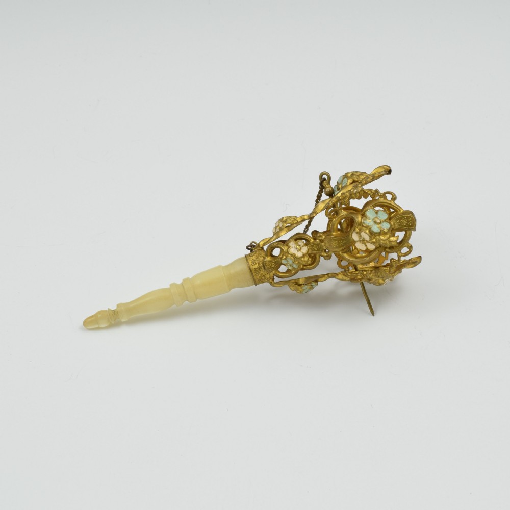 French Mother Of Pearl & Gilt Metal Tussie Mussie Posy Holder View II