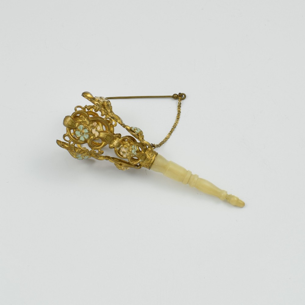 French Mother Of Pearl & Gilt Metal Tussie Mussie Posy Holder View III