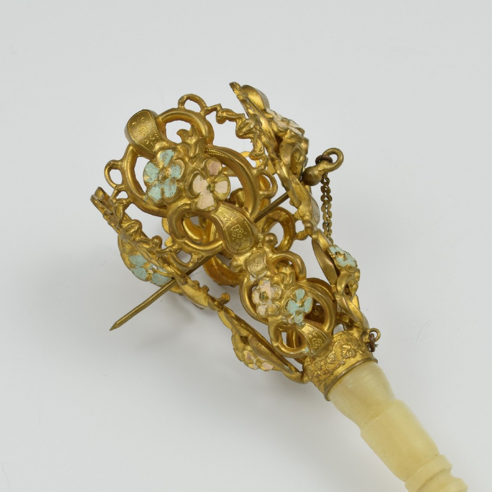 French Mother Of Pearl & Gilt Metal Tussie Mussie Posy Holder View VIII