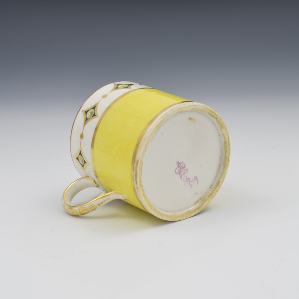 Georgian Derby Porcelain Yellow Ground Coffee Can c.1805 Pattern 619 View V
