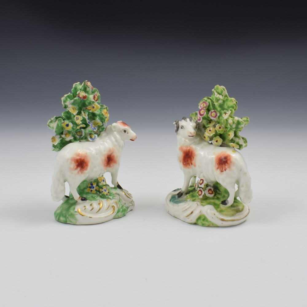 Pair Derby Porcelain Bocage Figures Of Sheep, Ram & Ewe, c.1770 View II