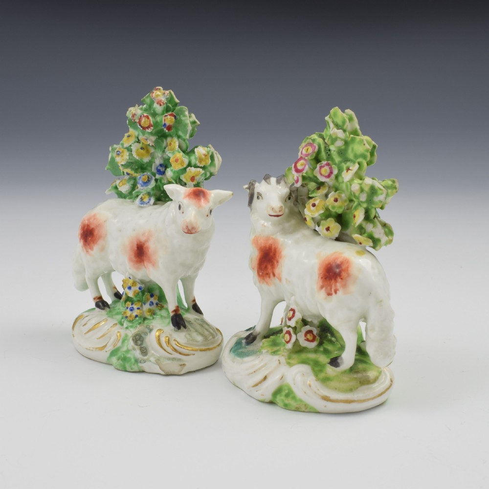 Pair Derby Porcelain Bocage Figures Of Sheep, Ram & Ewe, c.1770 View IX