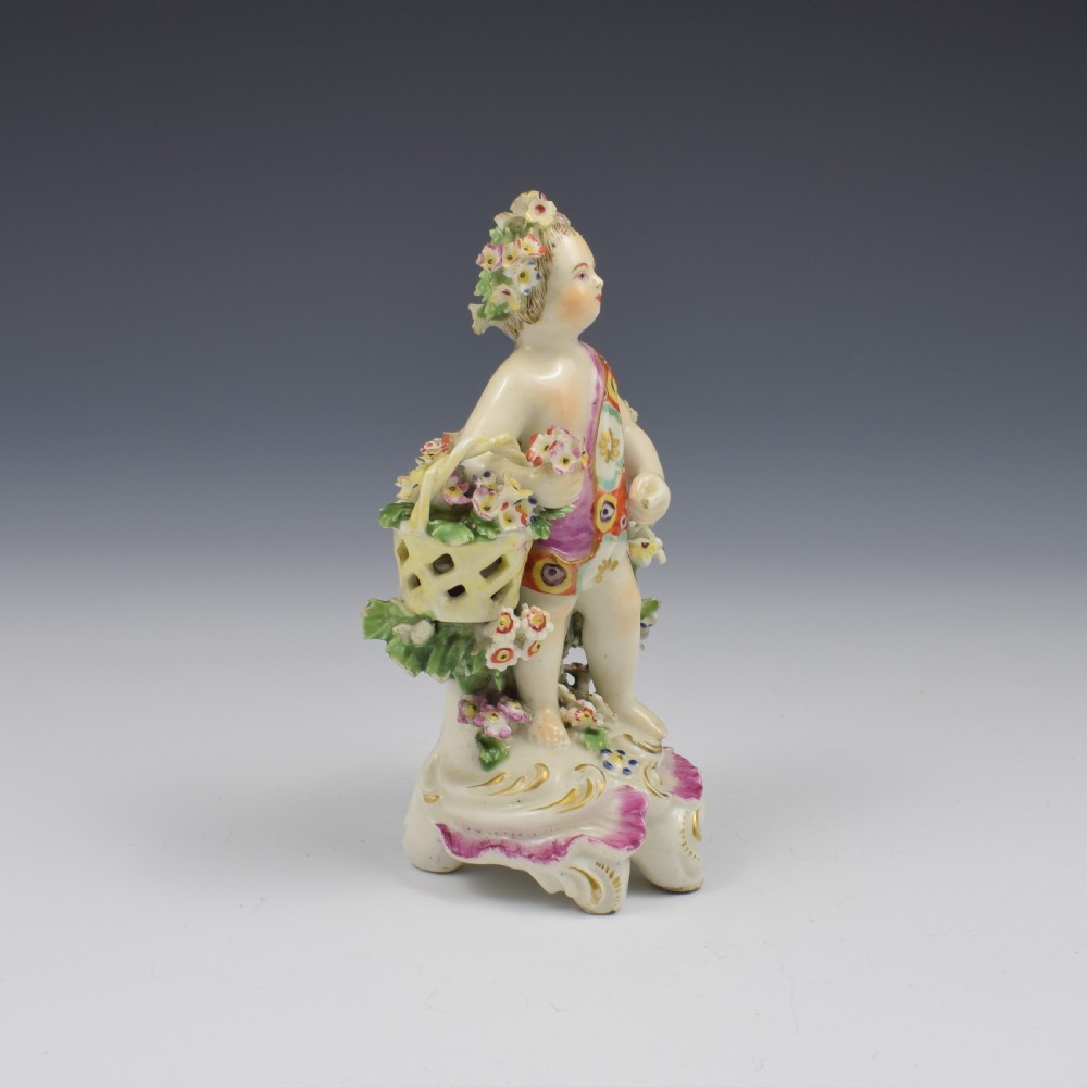 Derby Porcelain Figure Putto On Scrolled Base c.1765 View II