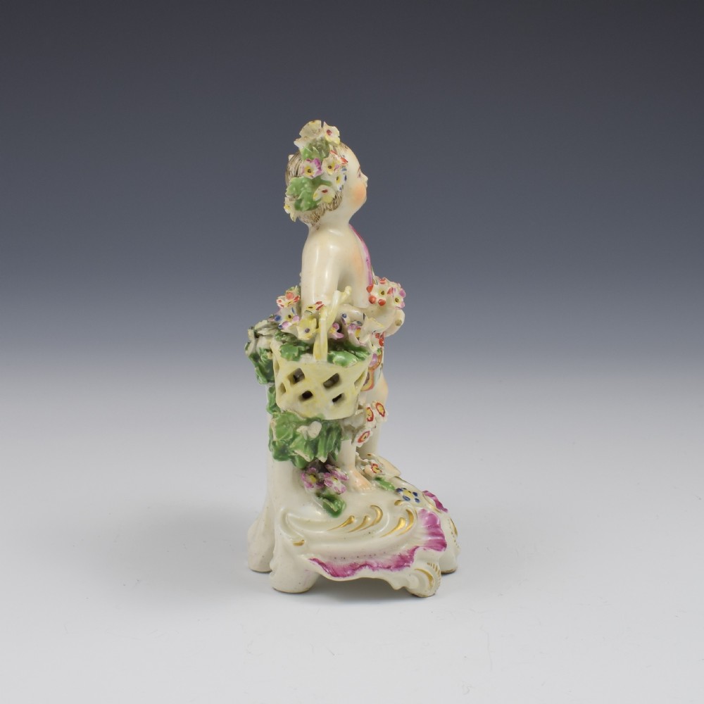 Derby Porcelain Figure Putto On Scrolled Base c.1765 View III