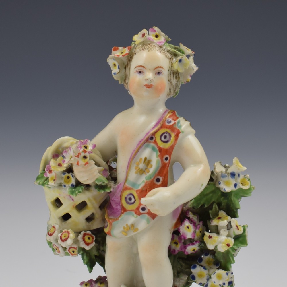Derby Porcelain Figure Putto On Scrolled Base c.1765 View X