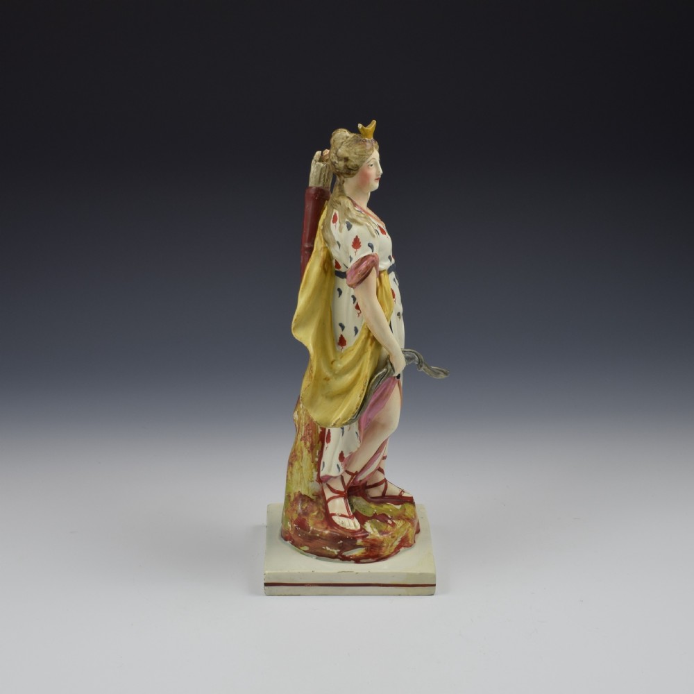 Large Staffordshire Pottery Pearlware Figure Of Diana c.1820 View III