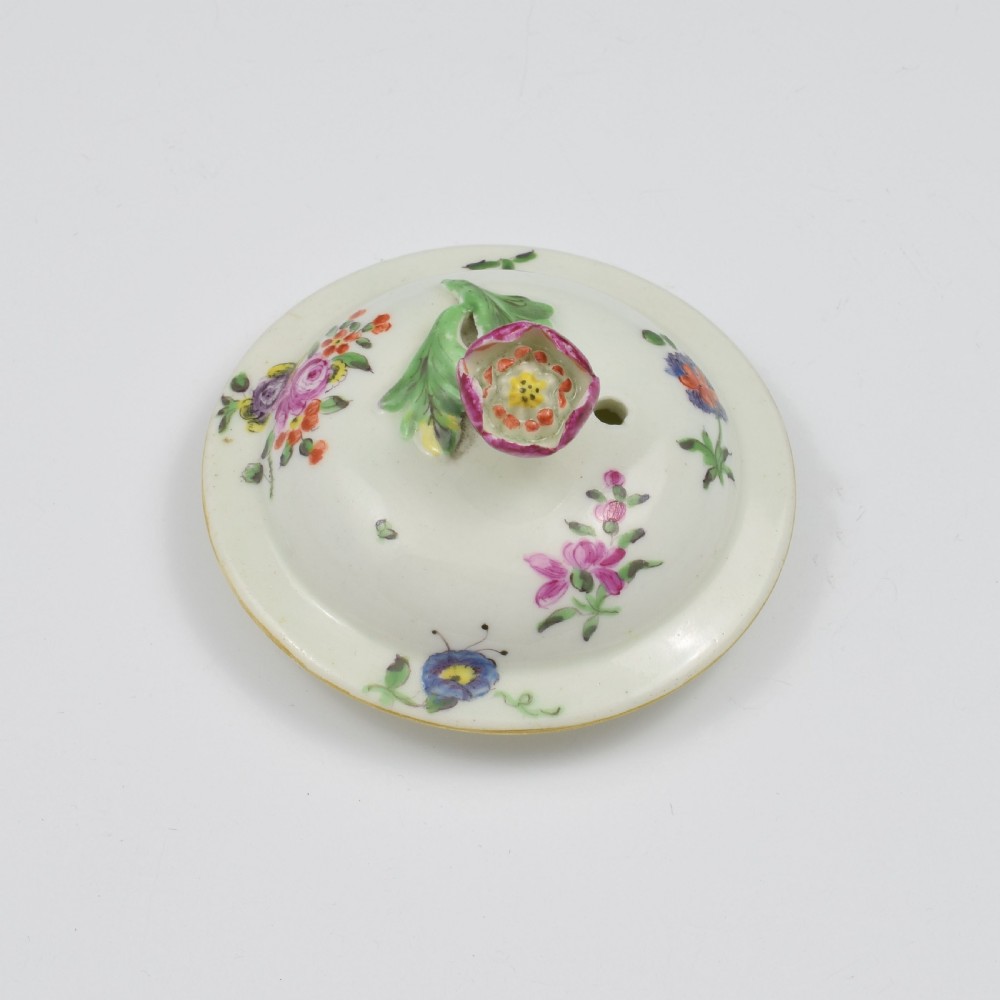 First Period Worcester Porcelain Floral Painted Globular Teapot c.1765 View X