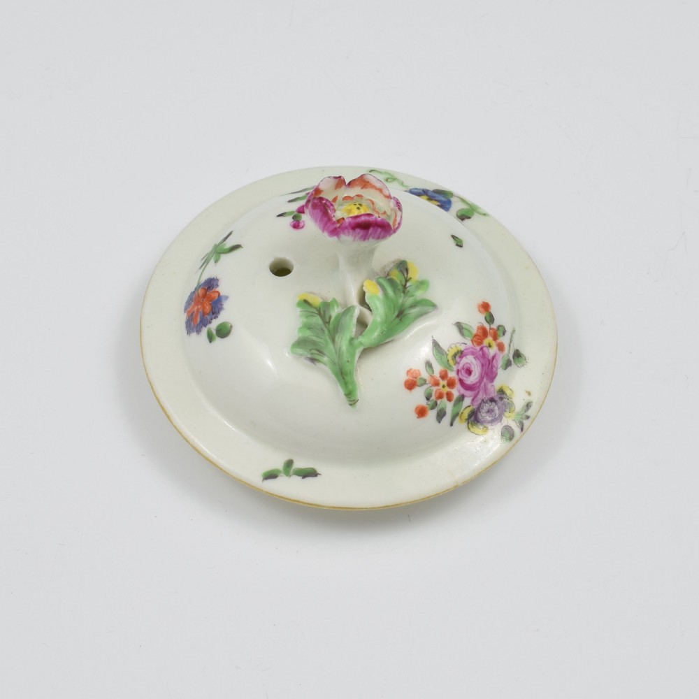First Period Worcester Porcelain Floral Painted Globular Teapot c.1765 View XI