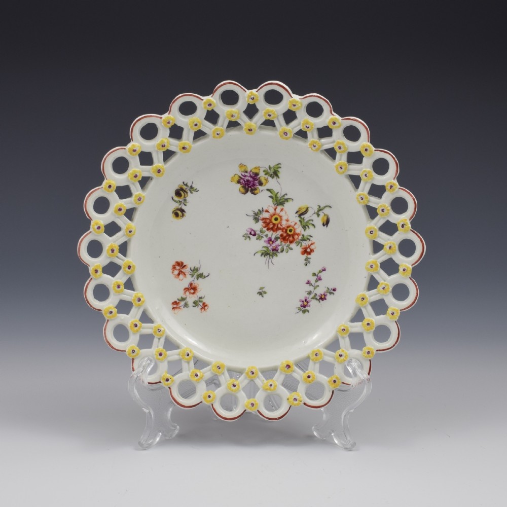 Derby Porcelain Cotton Stem Painter Spectacle Plate c.1760