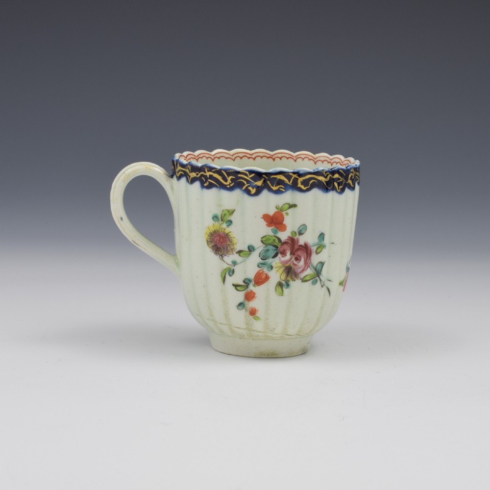 Pennington Liverpool Porcelain Fluted Polychrome Coffee Cup c.1770 View II