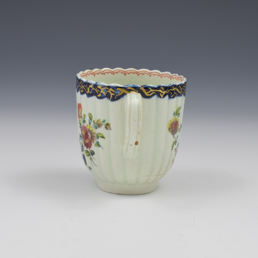 Pennington Liverpool Porcelain Fluted Polychrome Coffee Cup c.1770 View III