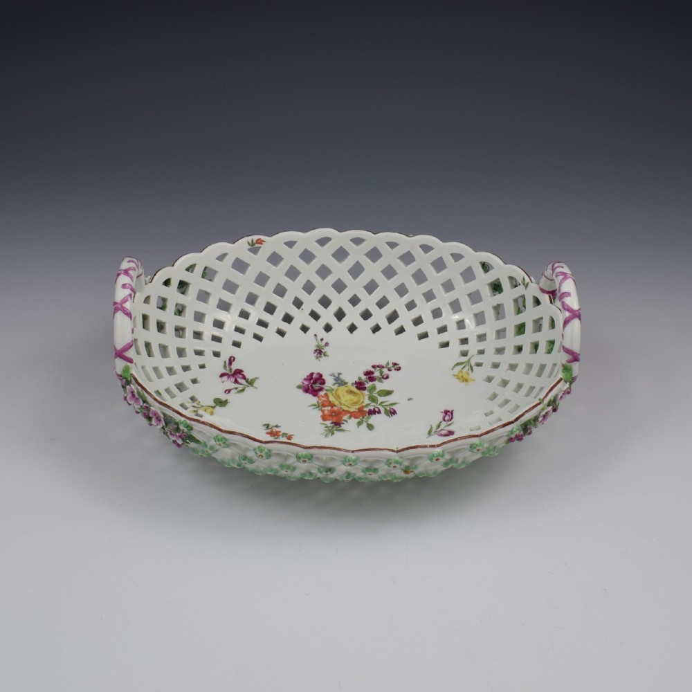 Fine Large Chelsea Red Anchor Porcelain Basket c.1750-1758