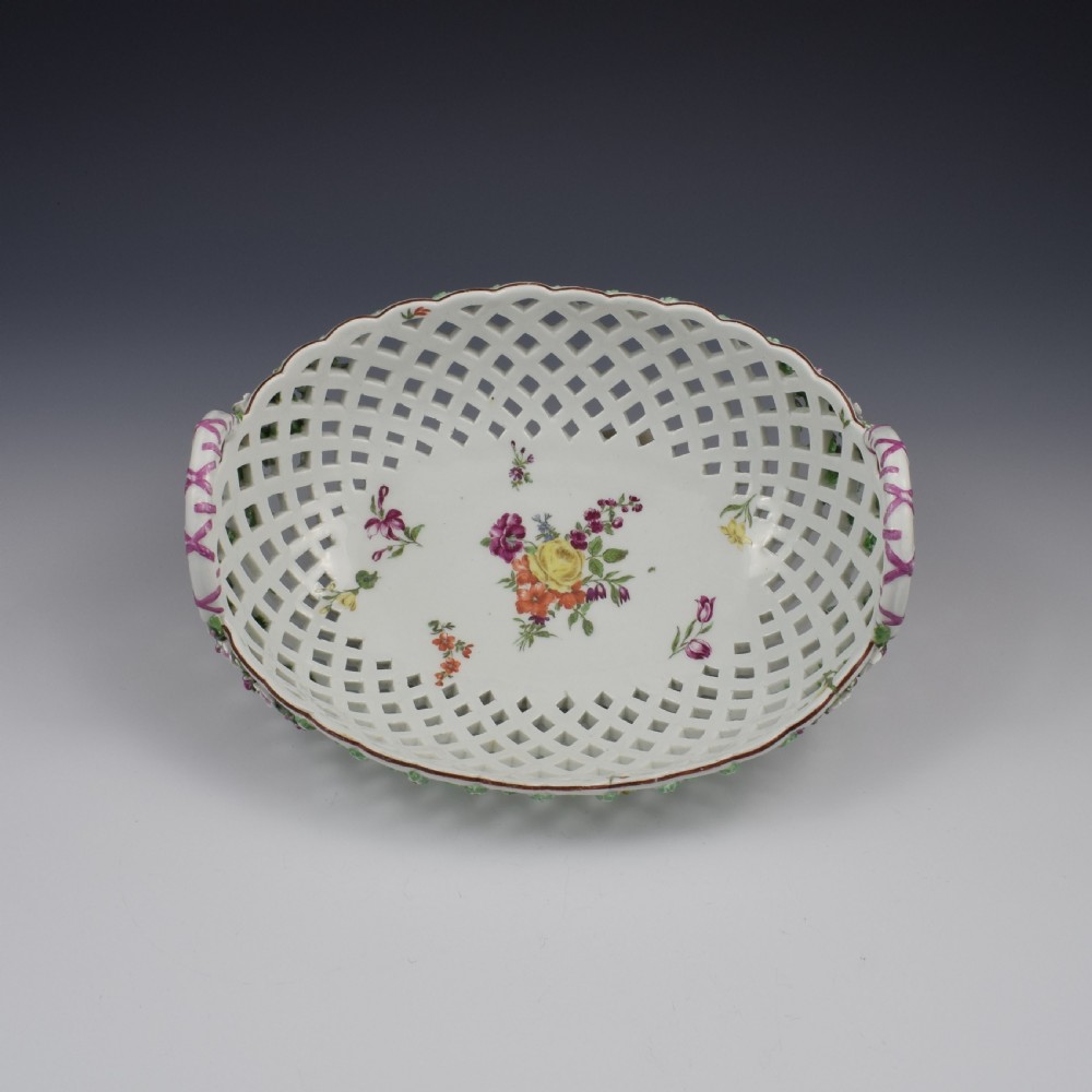 Fine Large Chelsea Red Anchor Porcelain Basket c.1750-1758 View II