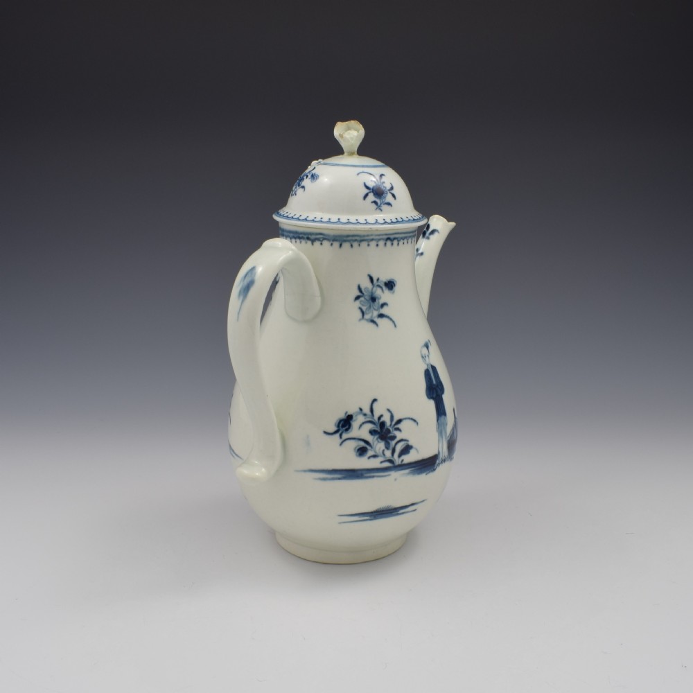 First Period Worcester Porcelain Waiting Chinaman Coffee Pot & Cover c.1770 View VII