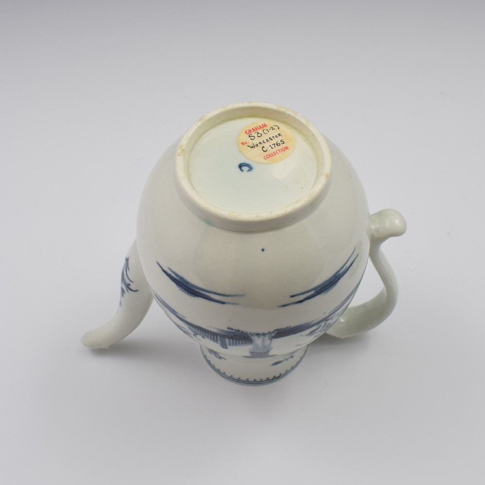 First Period Worcester Porcelain Waiting Chinaman Coffee Pot & Cover c.1770 View X