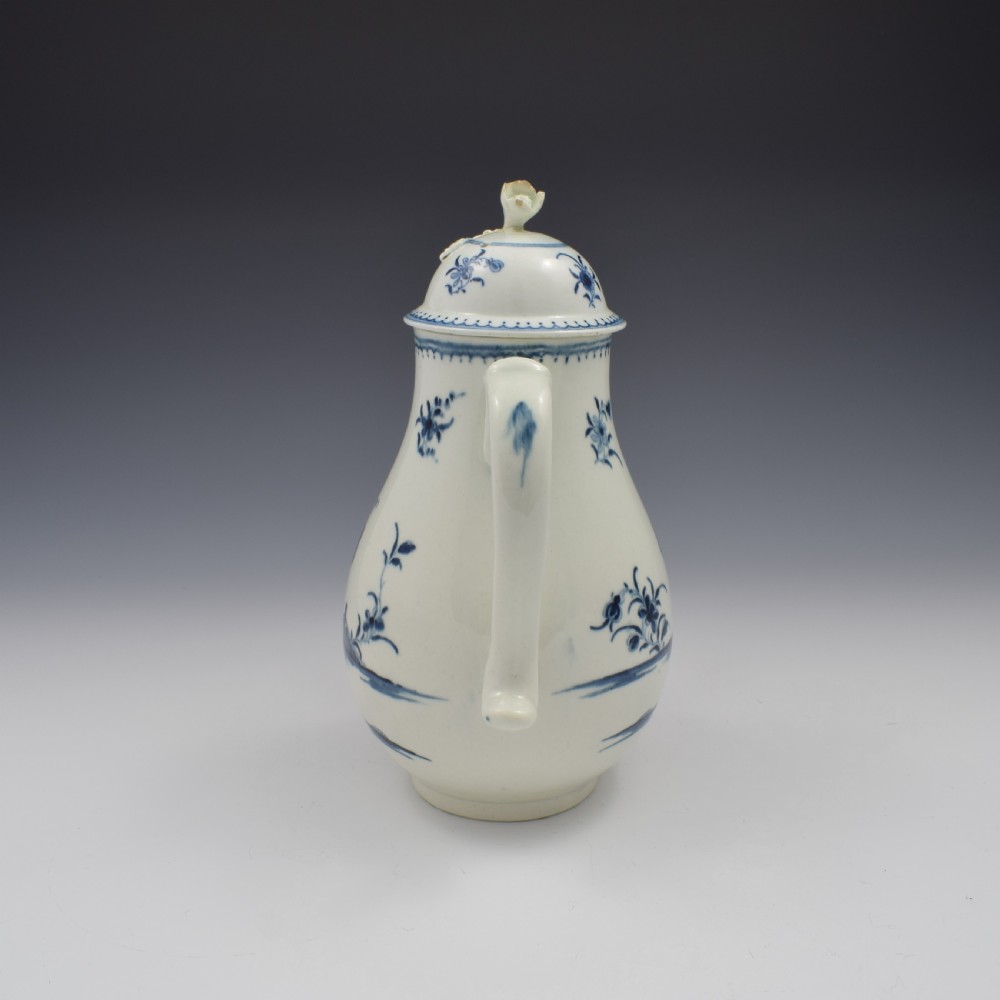 First Period Worcester Porcelain Waiting Chinaman Coffee Pot & Cover c.1770 View XIII
