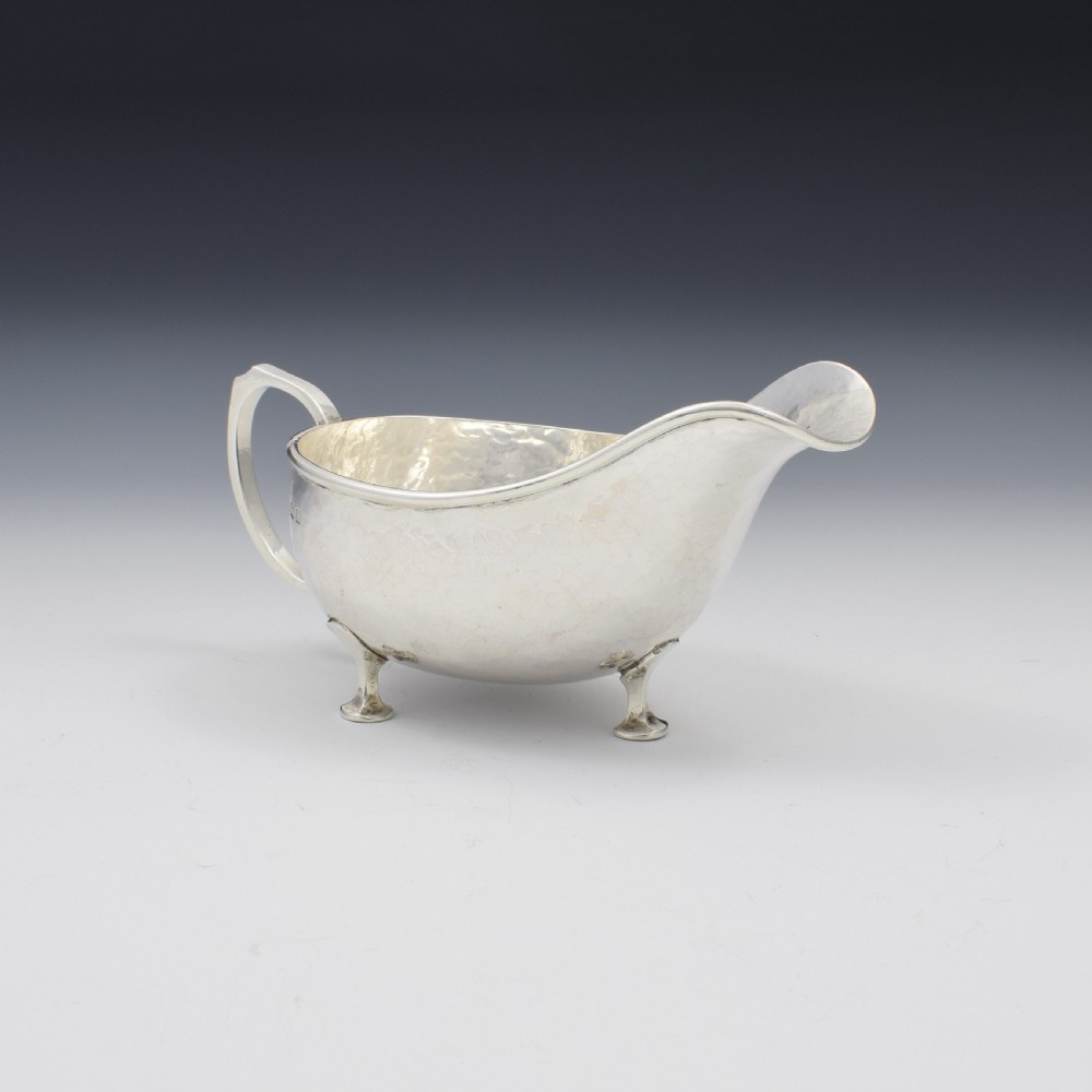Art & Crafts A. E. Jones Planished Silver Sauce Boat  View IV