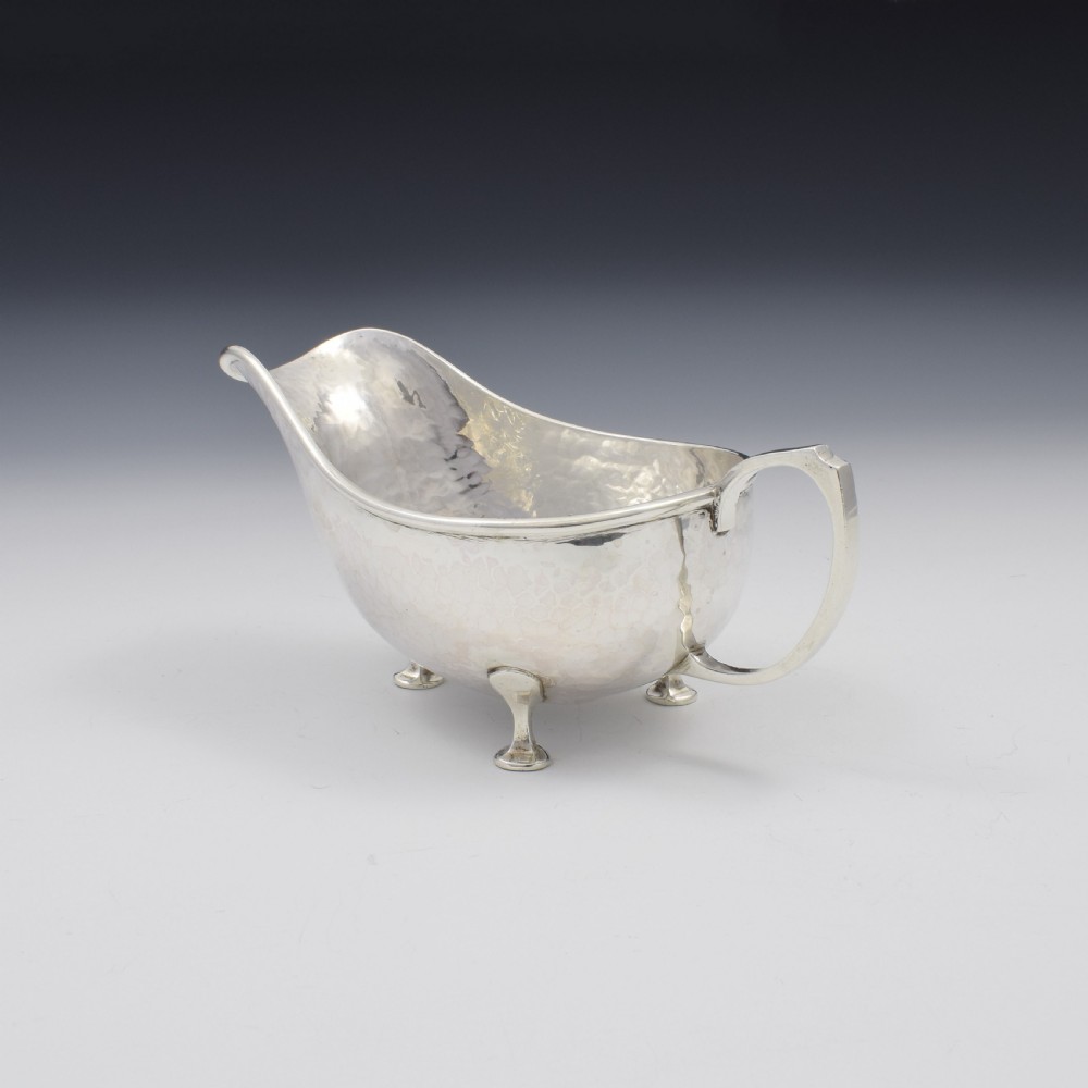 Art & Crafts A. E. Jones Planished Silver Sauce Boat  View IX