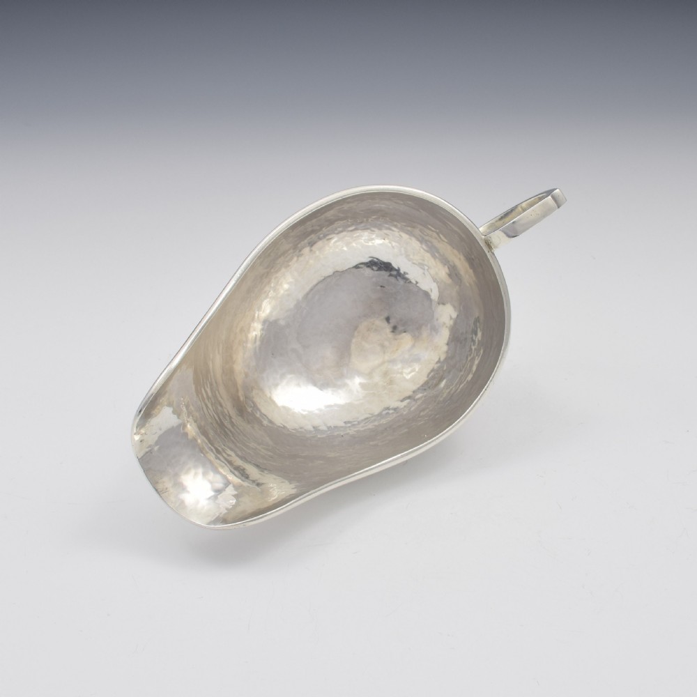 Art & Crafts A. E. Jones Planished Silver Sauce Boat  View X
