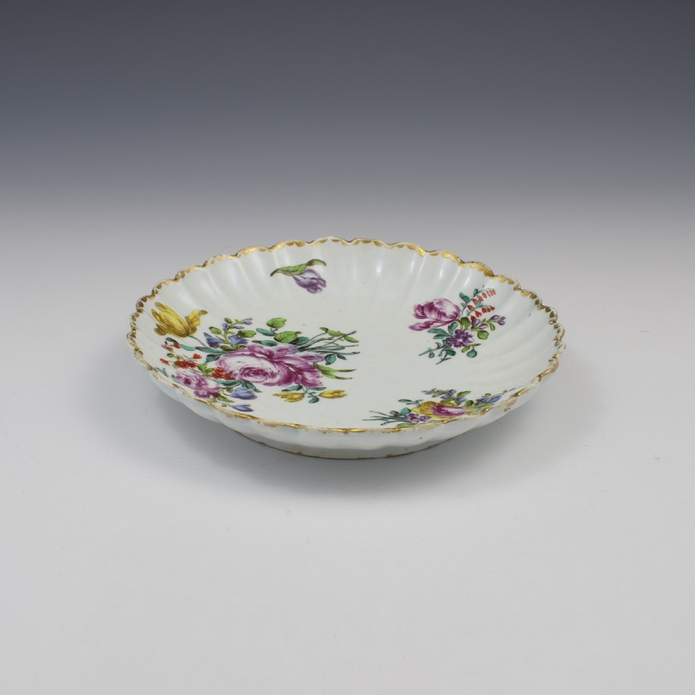 18th Century Bow Porcelain Scallop Fluted Dish c.1770 View III