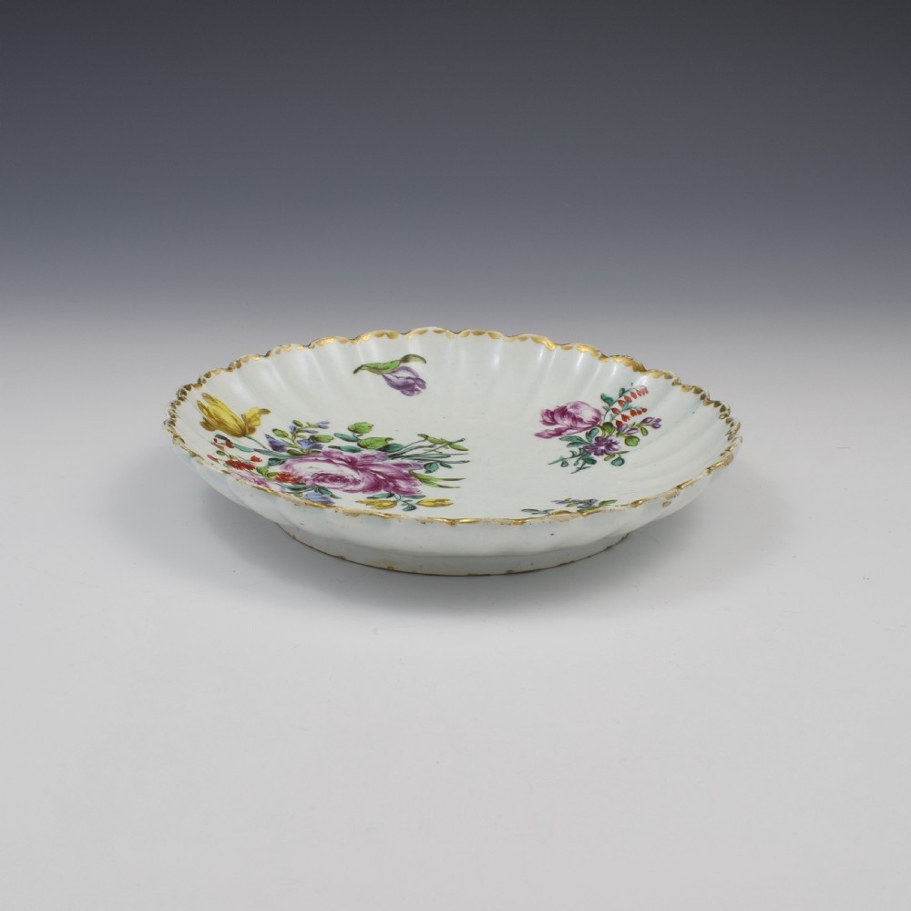 18th Century Bow Porcelain Scallop Fluted Dish c.1770 View IV