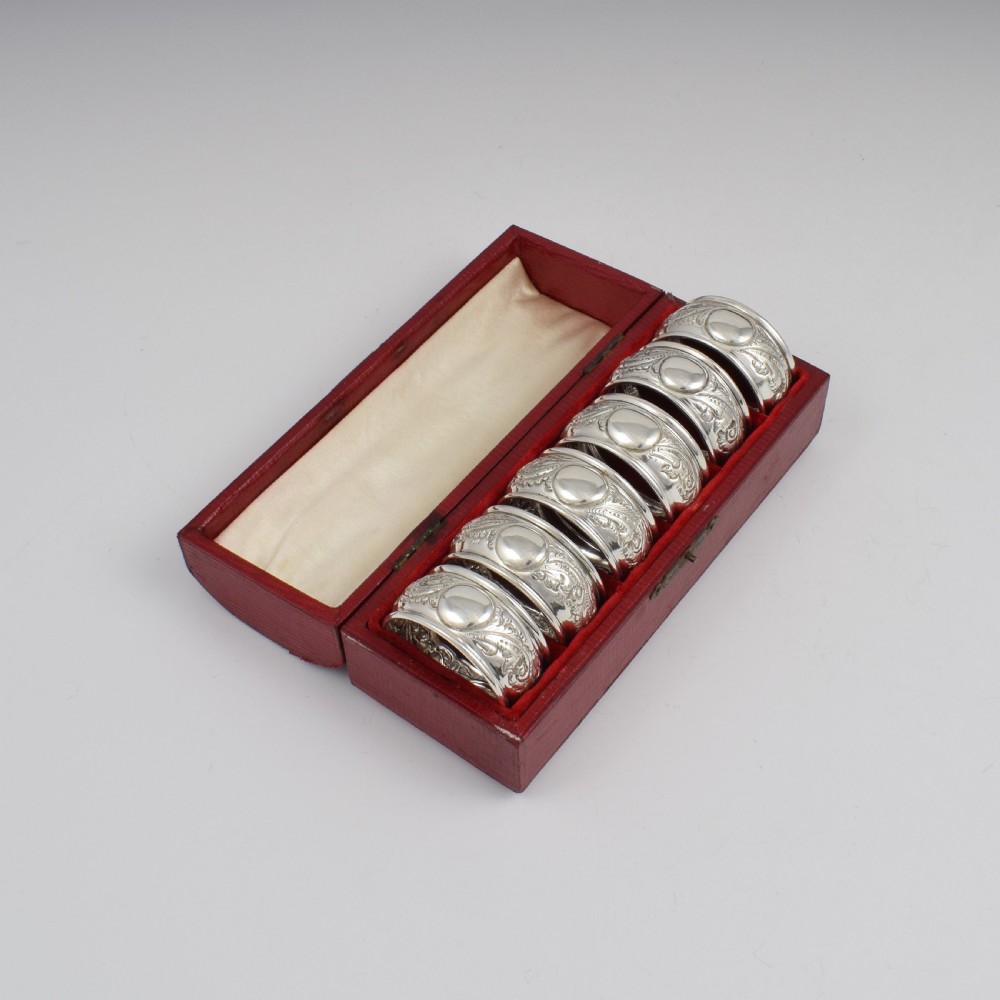 Victorian Cased Set Of Six Silver Napkin Rings