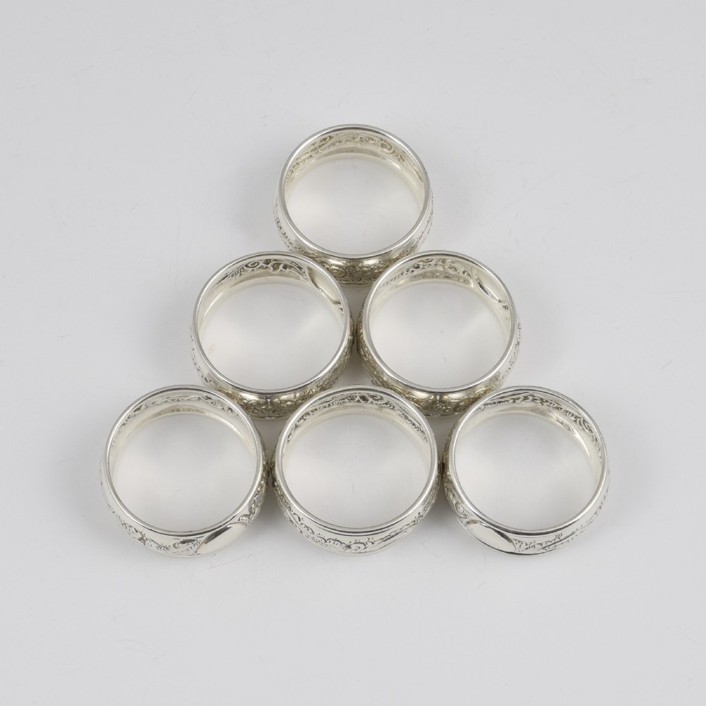 Victorian Cased Set Of Six Silver Napkin Rings View VI